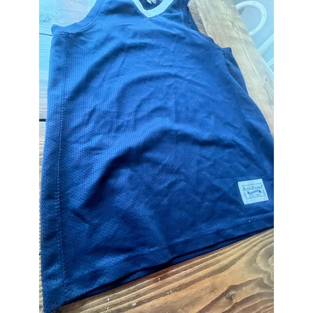 Retro Brand Authentics Mens Navy Blue Mesh V-Neck Jersey Tank Top Size Medium - Picture 3 of 8